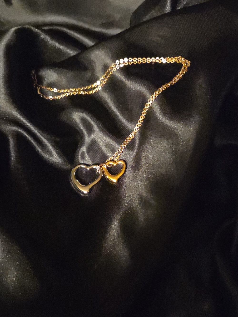 Gold Double Heart Pendant Necklace - Women Jewelry